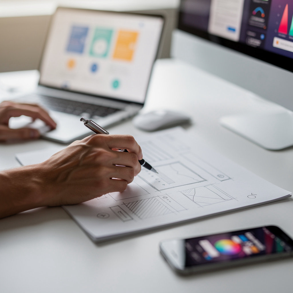 Video In Progress team collaborating on website development strategy for a local business client